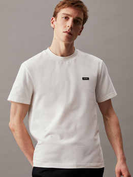 Koszulka męska bawełniana Calvin Klein K10K112528-YAH S Kremowa (8720109243956)
