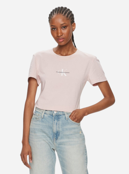Koszulka damska bawełniana Calvin Klein Jeans J20J222564-TF6 XS Jasnoróżowa (8720109340235)