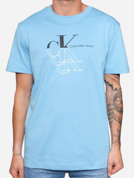 Koszulka męska bawełniana Calvin Klein Jeans J30J325352-CEZ 2XL Błękitna (8720109355765)