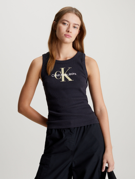 Koszulka na ramiączkach damska Calvin Klein Jeans J20J223160-BEH XS Czarna (8720109375985)