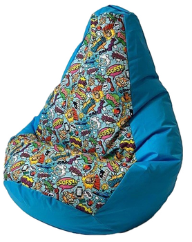 Крісло-мішок Go Gift Груша з мультяшним принтом L 105x80 см синій (5905359292173)
