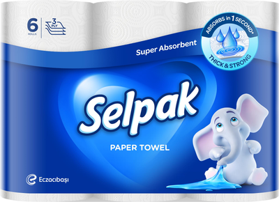 Бумажные полотенца Selpak 3 слоя 80 отрывов 6 рулонов (33160700)