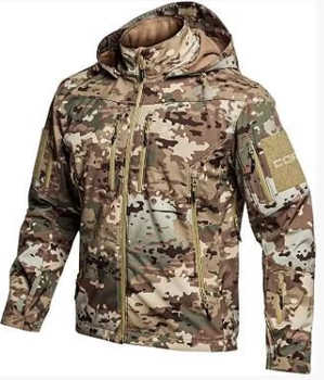 Куртка тактическая мужская флисовая CQR Soft Shell мультикам, CQR-S