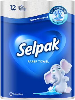 Бумажные полотенца Selpak 3 слоя 80 отрывов 12 рулонов (8690530125001)
