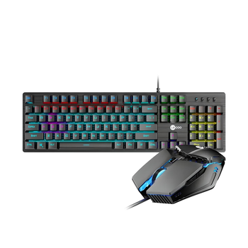 Комплект проводной Lenovo Lecoo GC300 полноразмерная клавиатура + мышь, с RGB подсветкой, 2400DPI, чёрный