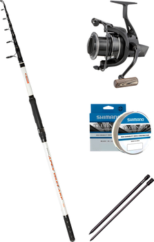 Набір Вудлище коропове Brain Apex Tele Carp 3.3 м + Котушка Okuma INC-6000 + Волосінь Shimano Technium Invisitec 300 м + Стійка Prologic Element Dual Point Bank Stick 50-80 см (18584294+13531657+22667155+18461961)