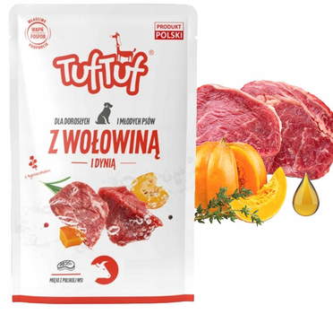 Mokra karma dla psów TufTuf Wołowina z dynią 10x500 g (5903802473858)