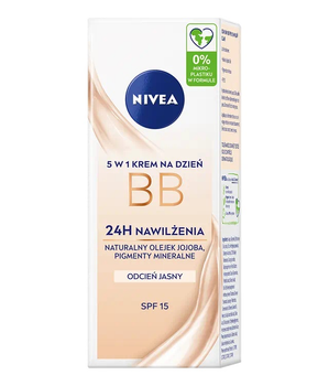 Денний BB-крем NIVEA 5 в 1 Інтенсивне зволоження 24 години SPF 15 світлий 50 мл (4005900935380)