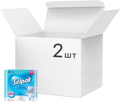 Упаковка туалетного паперу Selpak Comfort 2 пачки по 4 рулони (8690530802117)