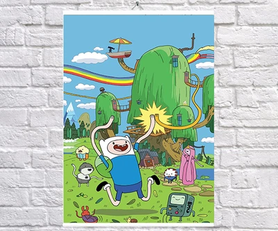 Постер плакат BEGEMOT Мультфильм Время приключений Adventure Time 40x61 см(1121476)