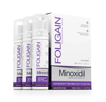 Пена Foligain Minoxidil (миноксидил) от выпадения и для роста волос с 2% миноксидилом для женщин на 3 месяца применения (3фл. по 60мл.)