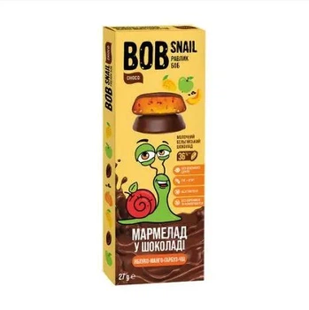 Натуральний мармелад Bob Snail Яблуко-манго-гарбуз-чіа в молочному шоколаді, 27 г