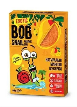Натуральні Мангові Цукерки ТМ BOB SNAIL 60 г пастилу без цукру равлика боб