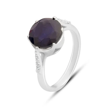 Срібна каблучка з натуральним сапфіром 4.453ct, вага виробу 3,81 гр (2157625)
