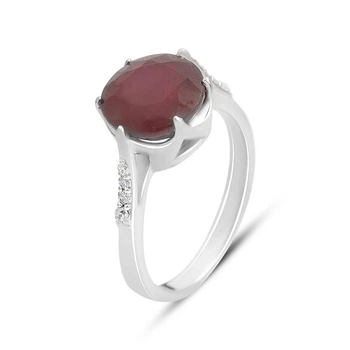 Срібна каблучка з натуральним рубіном 5.641ct, вага виробу 4,35 гр (2157946)