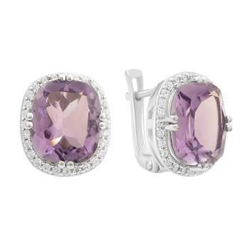 Серебряные серьги с натуральным аметистом 9.015ct (2157731)