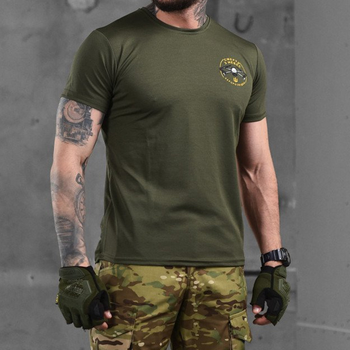 Чоловіча футболка Coolmax з принтом "Аеророзвідка" олива розмір L