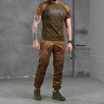 Літній чоловічий костюм Army Coolmax футболка + штани мультикам розмір L