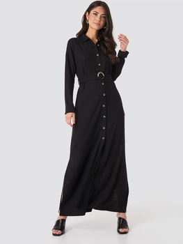 Платье длинное летнее женское NA-KD 1018-003649-3086 32 Черное (7325941950065)