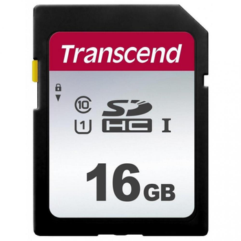 Карта памяти SD 16Gb Transcend Class 10 UHS-I U1 (TS16GSDC300S)