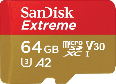 Карта памяти microSD 64Gb SanDisk Extreme ActionCam + SD адаптер (SDSQXAH-064G-GN6AA)