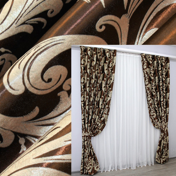Комплект штор VR-Textil блекаут Лілія Коричневий 150x270 см 2 шт (30-019)