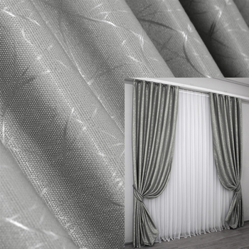Комплект штор VR-Textil блекаут рогожка Саванна Сірий 150x270 см 2 шт (30-389)