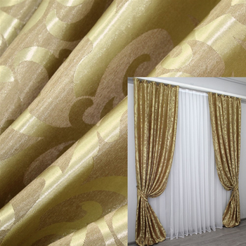Комплект штор VR-Textil Жаккард Вензель Золотий 150x270 см 2 шт (30-014)