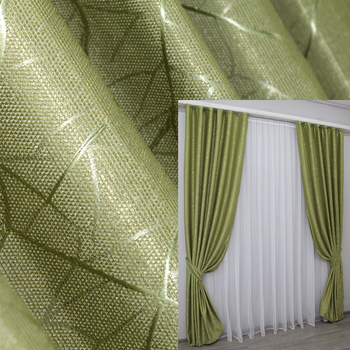 Комплект штор VR-Textil Льон блекаут рогожка Саванна Оливковий 150x275 см 2 шт (30-393)