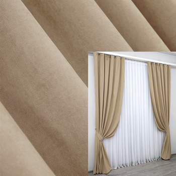 Комплект штор VR-Textil Мікровелюр Sparta Темно-бежевий 150x285 см 2 шт (30-624)