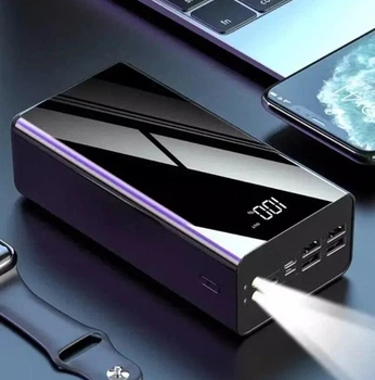 УМБ Павербанк Power bank SPO 4 роз"єми 50000 mAh з ліхтариком Чорний