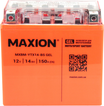 АКБ мото гелевый 12V 14-А/Ч L+ (Maxion) (175х100х155) YTX-BS GEL