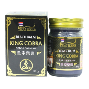 Тайский чёрный бальзам на основе жира и яда королевской кобры 50 мл. Royal Thai Herb (8850024101588)