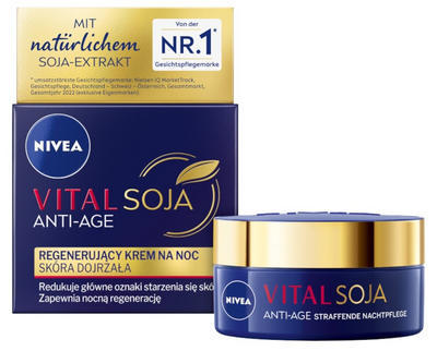 Крем для обличчя нічний Nivea Vital Soja Anti-Age регенерирующий 50 мл (4006000054919)