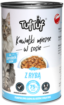 Упаковка вологого корму для котів TufTuf М'ясні шматочки з рибою 12x415 г (5905342250142)