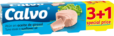 Тунець Calvo в соняшниковій олії 80 г х 3 + 1 шт (8410090674487)