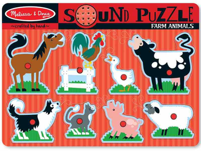 Puzzle drewniane Sound Melissa & Doug Farm Animals 8 elementów (0000772007269)