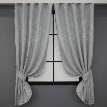 Комплект коротких штор VR-Textil Льон мармур Pavliani № 1179ш 130х170 см 2 шт Сірий (35-0067)