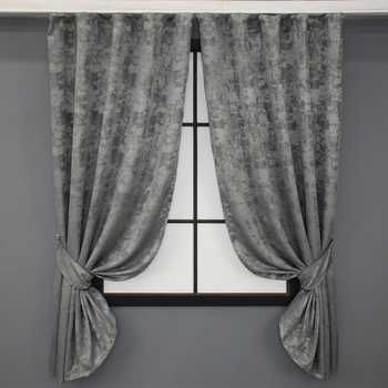 Комплект коротких штор VR-Textil Жакард Sultan YL № 1212ш 130х170 см 2 шт Сірий (35-0072)