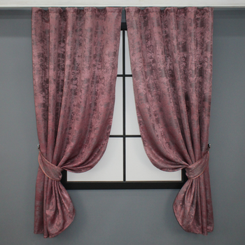 Комплект коротких штор VR-Textil Жакард Sultan YL № 1209ш 130х170 см 2 шт Малиново-сірий (35-0088)