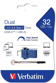 Pendrive Verbatim Store Go Dual 32GB USB 3.0 Type-C Black/Blue (0023942499664)