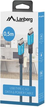 Kabel Lanberg USB Type-C - USB Type-C 0.5 m Black/Blue (CA-CMCM-45CU-0005-BK)