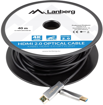 Kabel Lanberg HDMI - HDMI 40 m Black/Silver (CA-HDMI-20FB-0400-BK)