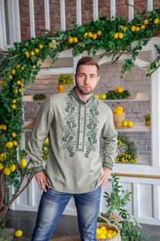 Чоловіча вишиванка Galychanka Міць XL Хакі (GALMITSHAKI)