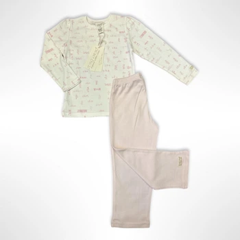 Піжама дитяча (футболка з довгим рукавом + штани) ZEYNO&MEMO organic cotton wear (Туреччина) 4 роки 104 см Біло-рожевий (0579)