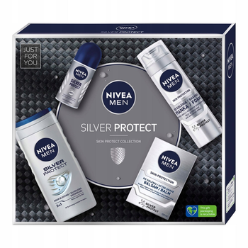 Набір Nivea Men Silver Protect Пінка для гоління 200 мл + Гель для душу 250 мл + Бальзам після гоління 100 мл + Антиперспірант-ролик 50 мл (9005800361666)