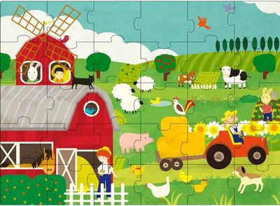 Puzzle Sassi Junior The Farm z książką 62 x 45 cm 30 elementów (9788830301504)