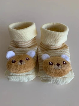 Детские антискользящие носки с объемной игрушкой Мишки Коричневые
