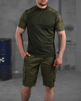 Чоловічий літній комплект шорти+футболка 5.11 Tactical M олива (87454)