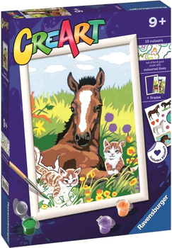 Картина за номерами Ravensburger CreArt Classic Кінь та кошенята 18 x 24 см (4005556235728)